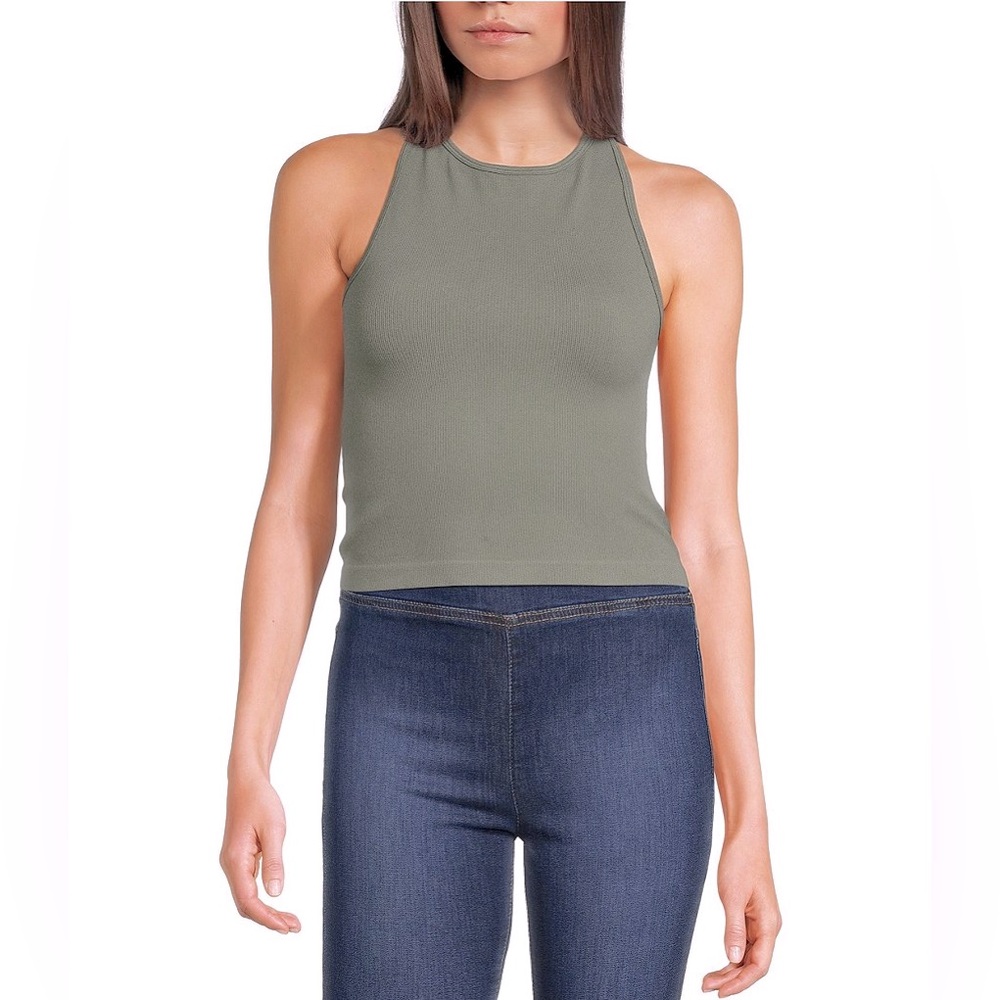 Free People Intimately Hayley Crew Neck Racerback Knit Sleeveless Olive M/L